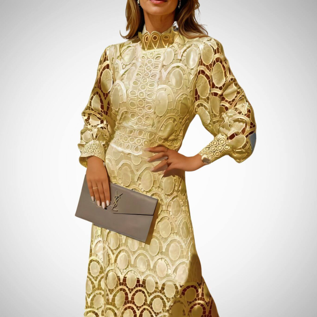 Veronika | Elegantiška nėriniuota maxi suknelė