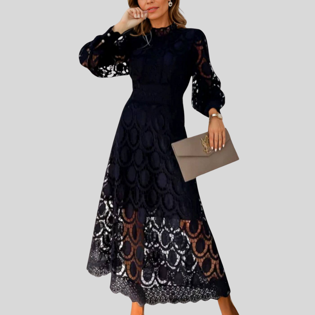 Veronika | Elegantiška nėriniuota maxi suknelė