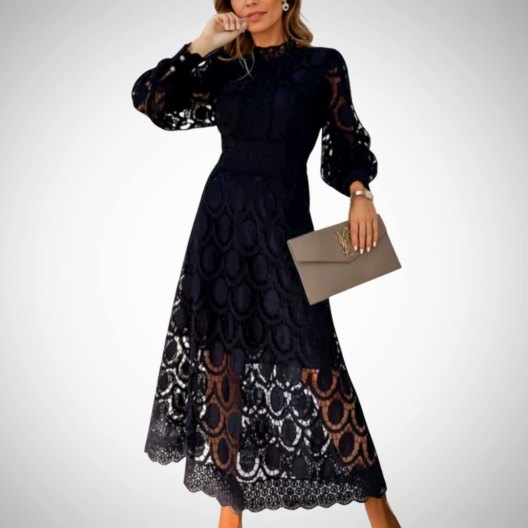 Veronika | Elegantiška nėriniuota maxi suknelė
