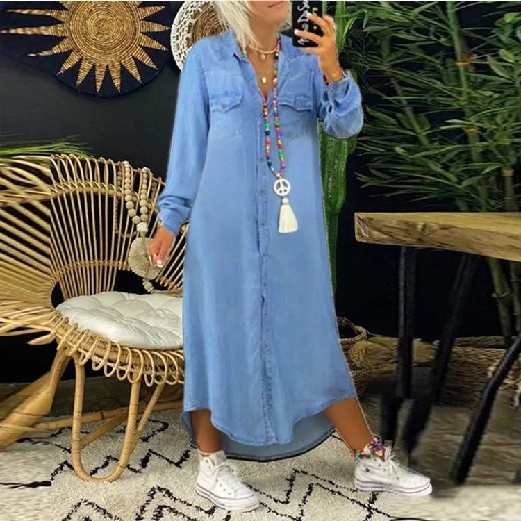 Vena | Elegantiška boho džinsų suknelė