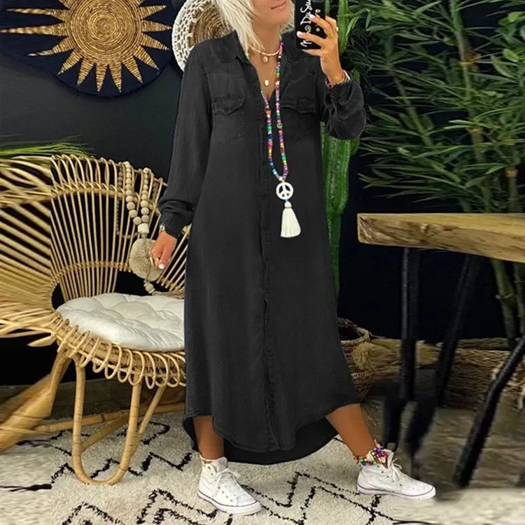 Vena | Elegantiška boho džinsų suknelė