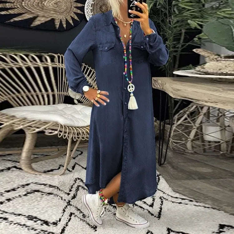 Vena | Elegantiška boho džinsų suknelė