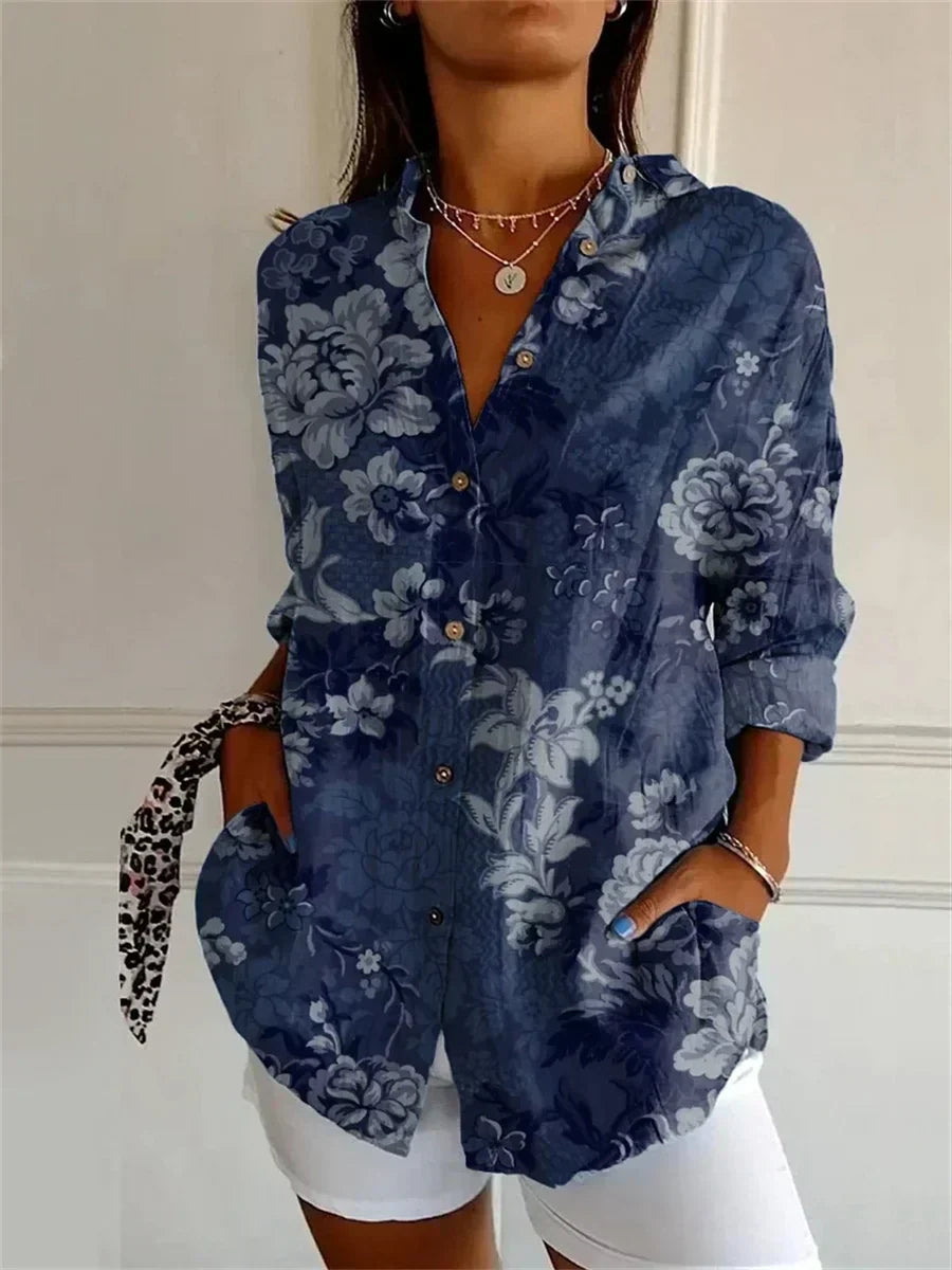 Alis – Elegantiška Blusa su Gėlių Motyvais