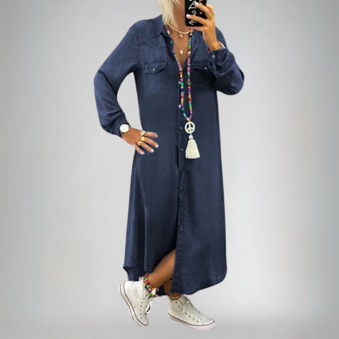 Vena | Elegantiška boho džinsų suknelė