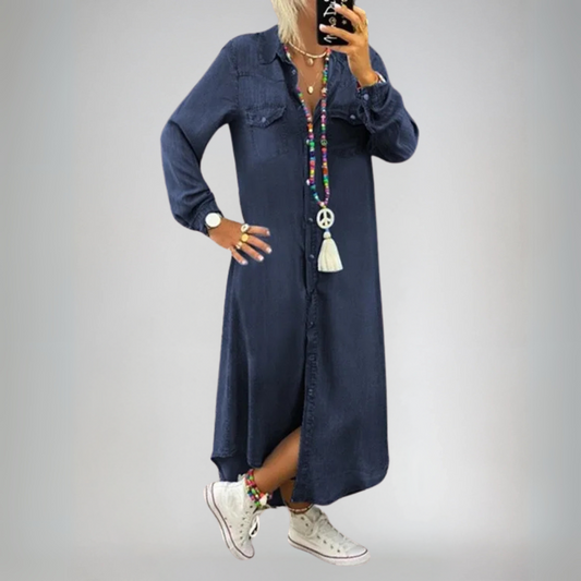 Vena | Elegantiška boho džinsų suknelė